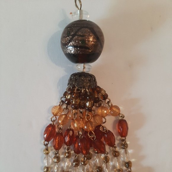 Amber Brown and Clear Colored Beaded Tassel 5.5 Inches Crafts - Picture 6 of 8